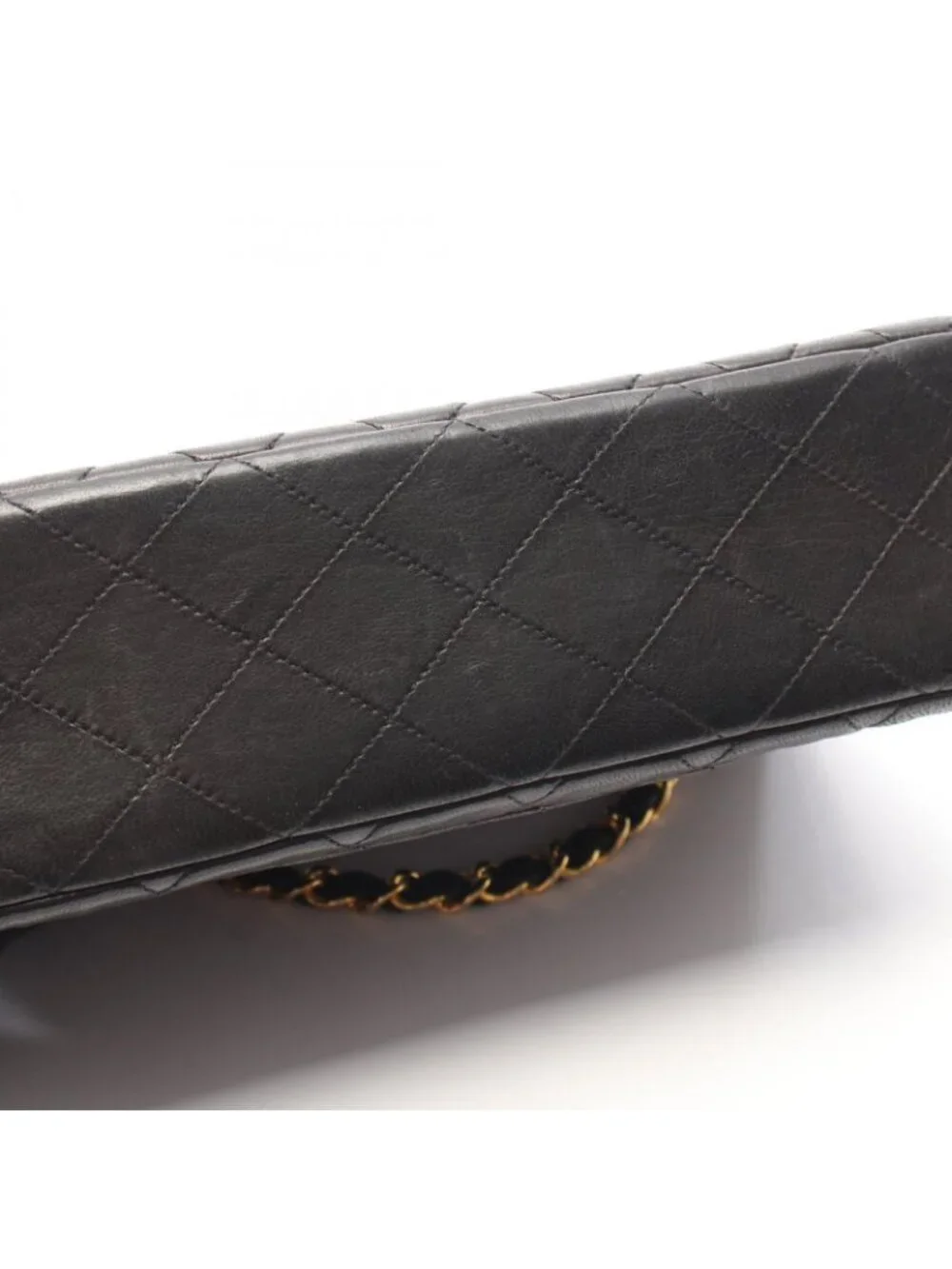Chanel Shoulder Bag Quilted Double Flap Black Lambskin Chain